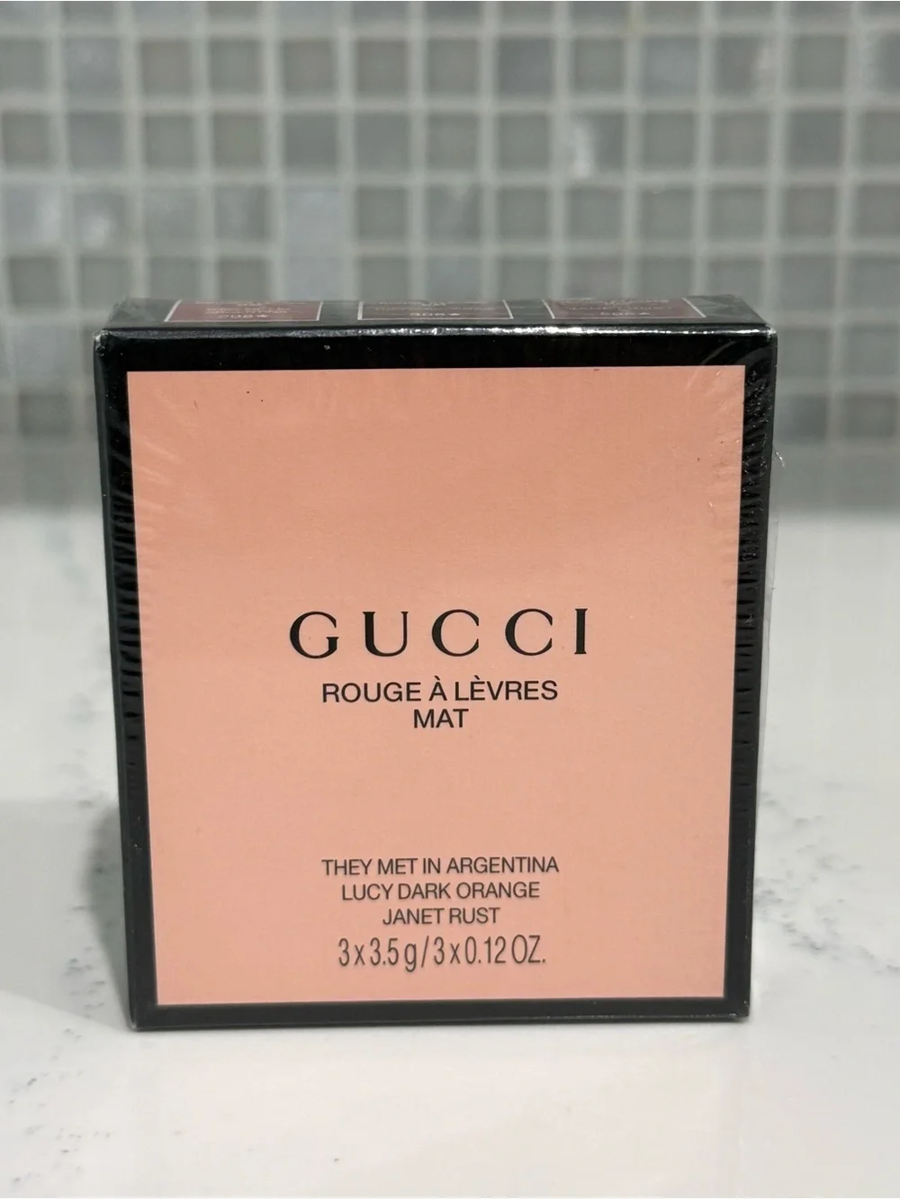 NIB GUCCI Rouge A Levres Mat Lip Colour 3 Mini LIPSTICKS  Argentina, Red, Janet